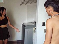 My stepsister does house chores and ends up sucking my cock!