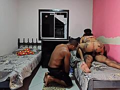 Wife receives two cumshots in dripping asshole