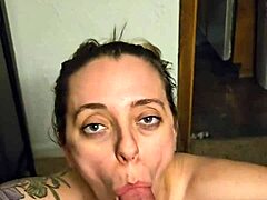 Fit milf gives rough blowjob in POV