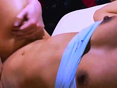 shy petite latina student cheats by seducing roommate's boyfriend on living room sofa