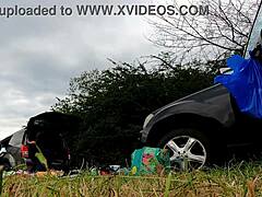 Girls go commando in short dresses outdoors.