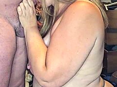 Hey, watch this preggo milf sucking on a monster cock with those huge nipples showing