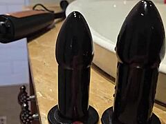 Large sextoy anal fuck for a redhead slut