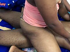 Passionate married african couple rides wet tight pussy in homemade black wedding video