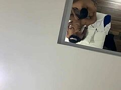 Iranian girl straightens boyfriend's cock with bag and rides