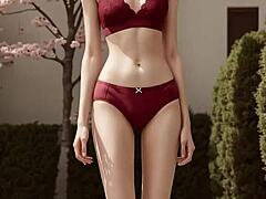 Lingerie Models Pose Under Cherry Blossom Trees