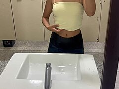 outdoor public scene with amateurs in miniskirt