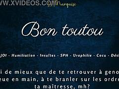 French femdom gives jerk off instructions to good boy