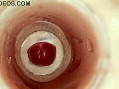 Camera deep inside wet tight pussy. It captures screaming creampie with huge sperm ejaculation.