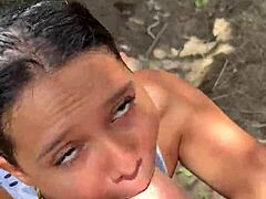 Colombian Girl Gives Blowjob Outside Dorm