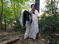 Bride's Cold Feet Lead to Wet Pussy Fucking in Forest with Black Interracial Cheating