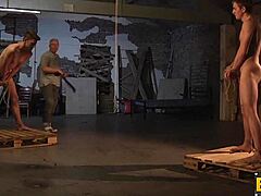 Sebastian ties up his partner for kinky bondage and blowjob fun