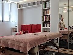 I watched the Italian milf Mary Rider shave her pussy then ride Luca Borromeo after a foot massage and blowjob