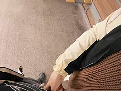 risky blowjob on the bus station with a big cock.