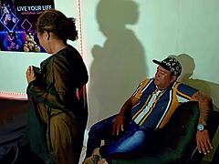 Old prostitute shakes big tits masturbating wet pussy for lucky stranger