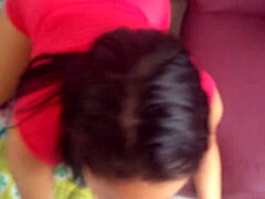 Latina beautiful girlfriend sucking in POV and getting fucked in doggy style, dominating the boy in amazon position