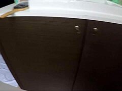 Gorgeous blonde rides big cock in shower.