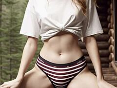 We girls are hanging out in our underwear at the cabin in the woods, so cute.