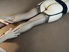 soles massage horny milf in stockings with moaning