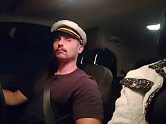 Transsexual captain piña cums on ass in car