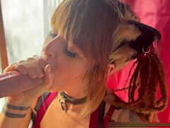 Cute Cosplayer Drools On Thick Cock