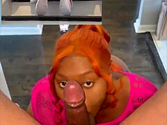 Black Pornstar Gives Head On Stairs