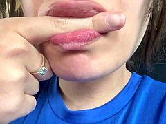 Latina Spits on Tongue in Fetish Play.