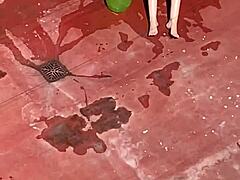 Neighbors sunbathing in bikinis on the terrace