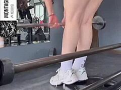 curvy girl at gym shows off big ass