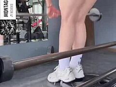 curvy girl at gym shows off big ass