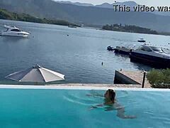 gorgeous monika fox swims naked in the pool. want to see her horny body with fake tits and tattoos?