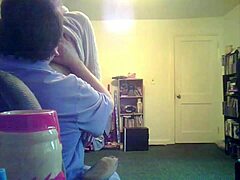 loris shows tits in living room