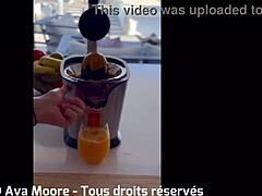 Brunette fucks pussy with bottle, sucks huge dick, drinks cum