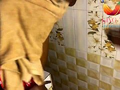 Romantic encounter on the kitchen countertop with a happy ending