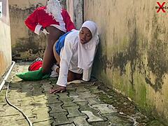 africa santa gets caught with his naive neighbor's daughter in the backyard.