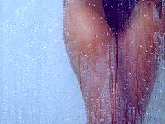 College Tanned Gorgeous Girl Take A Shower In Bikini