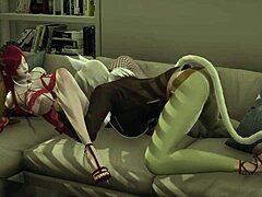 is hilda licking ghislaine's big tits in this futa scene?