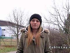 Brunette Euro Babe Bangs Outdoor Pov