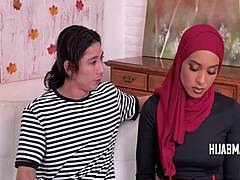 Shy hijab housewife with David Lee