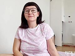 Putalocura - pretty young Meraki rides Torbe's cock and swallows cum