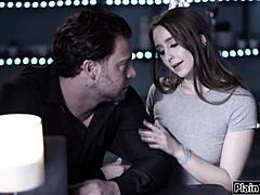 brunette babe fucks her boss's monster cock to land the job!