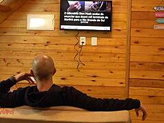 he wanted to watch orochinho and i turned off the tv to sit on his dick