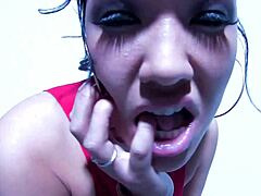 London Keyes in Red Lingerie, Fingering Her Wet Pussy