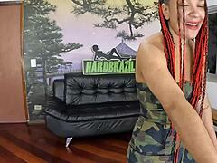 Lua Baiana's first time in adult films with blowjob.