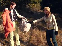 brunettes' strapon hike