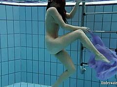 Black-Haired Pool Swim