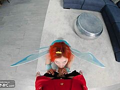 Skinny Redhead Sucks Huge Cock